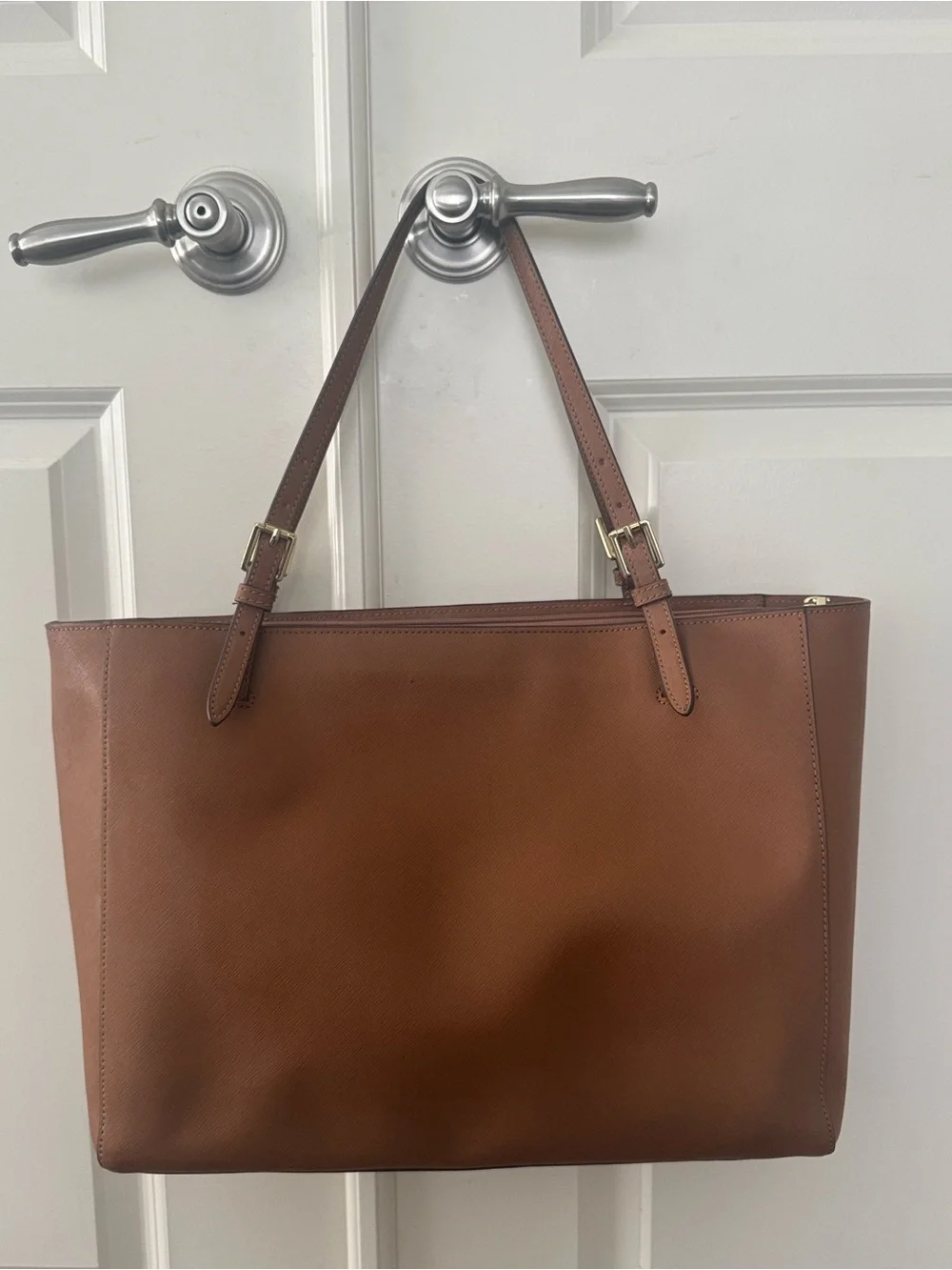 Tory Burch Chestnut Brown Saffiano Leather Tote